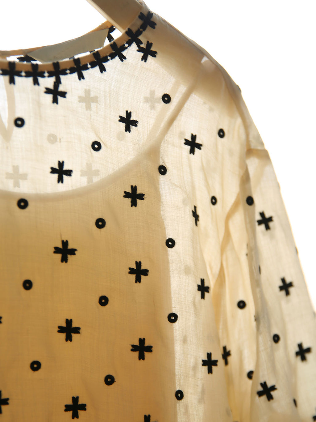 Alexa Classic Embroidered Round Neck Puff Sleeve Top