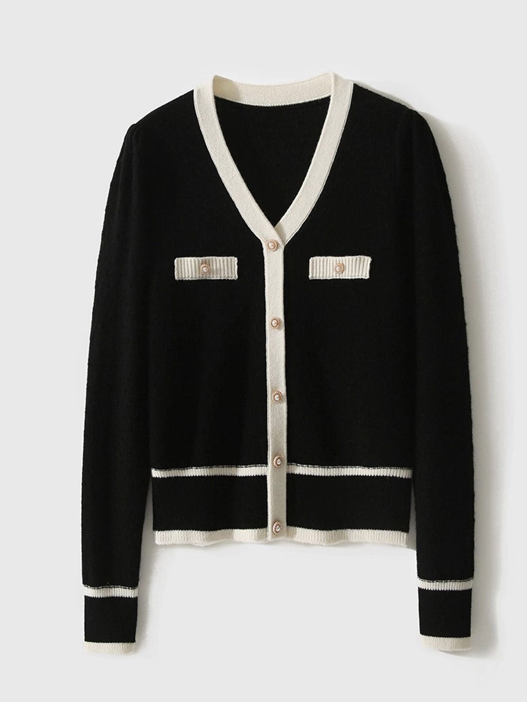 Hannah Casual V-Neck Textured Jacquard Knitted Sweater