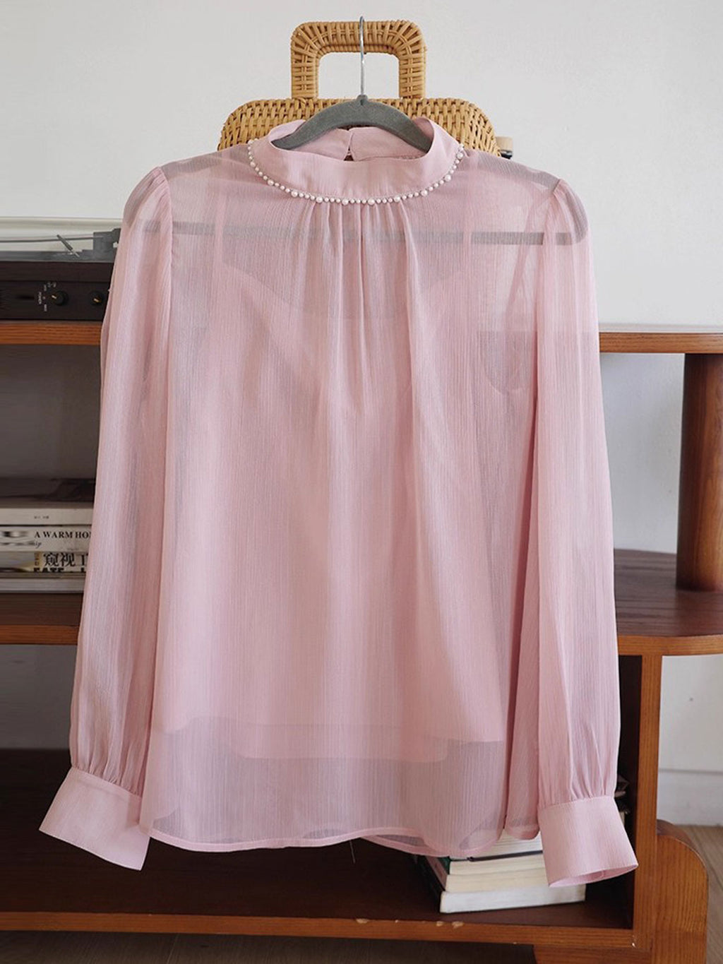 Claire Elegant Solid Color Pearl Top